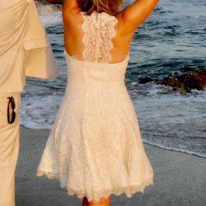 Stunning Marchesa ivory metallic lace dress